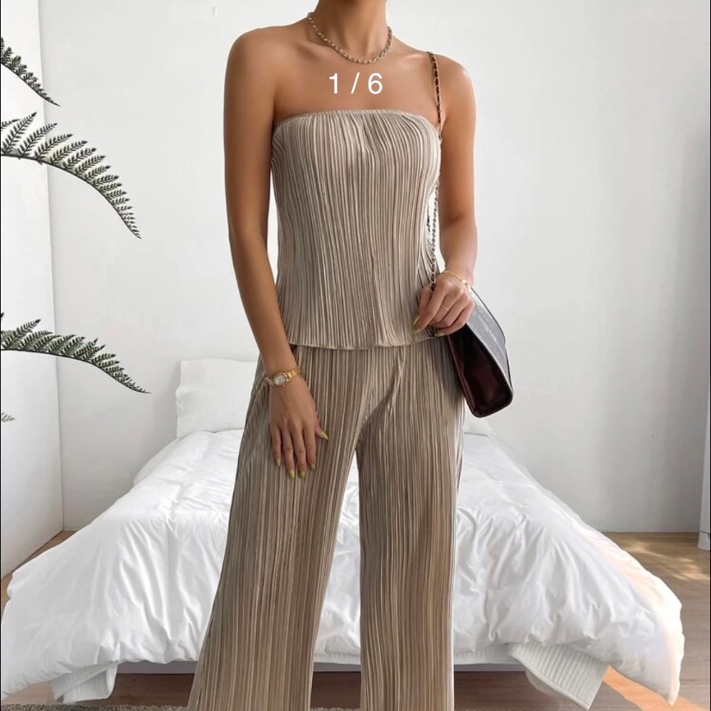 Shein Plisse Tube Top & Pant Set